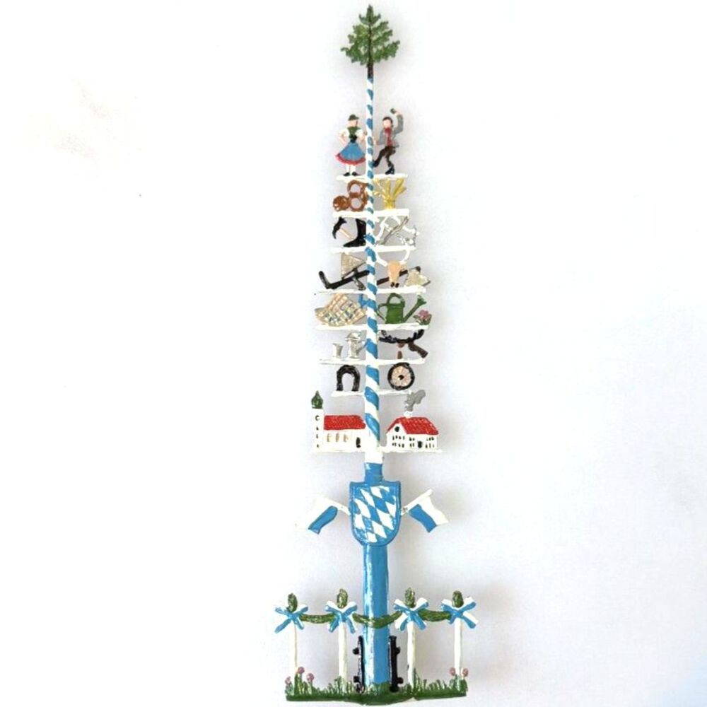 Vintage Wilhelm Schweizer Pewter Hand Painted Bavarian Maypole Figure Size 9" H